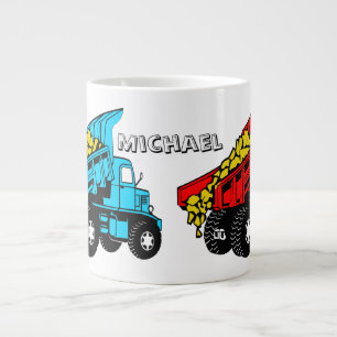 Caneca De Café Grande Caminhões para crianças  Nome personalizado