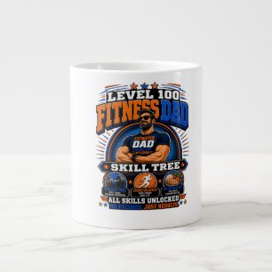 Caneca De Café Grande Camisa Level 100 Fitness Dad – Skill Tree Gym Dad 