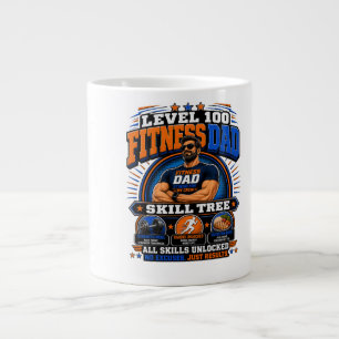 Caneca De Café Grande Camisa Level 100 Fitness Dad – Skill Tree Gym Dad 