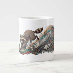 Caneca De Café Grande Camisa Manga Longa Nocturnal Alchemy Raccoon