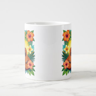 Caneca De Café Grande Camisa Tropical Ukulele Tiki Luau Party Vibes