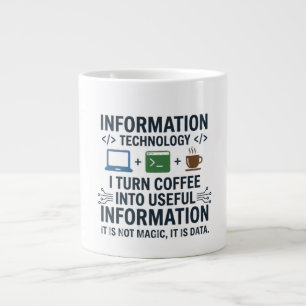 Caneca De Café Grande Camiseta Divertida de Ciência da Computação - Come