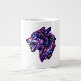 Caneca De Café Grande Camiseta Gráfica Uivar de Lobo Galáxia Cósmica Cel