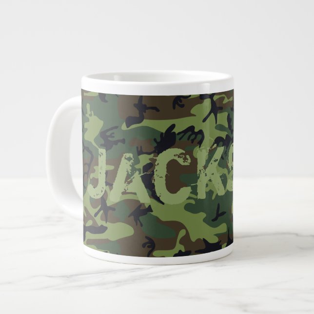 Caneca De Café Grande Camo Personalizado (Frente Esquerda)