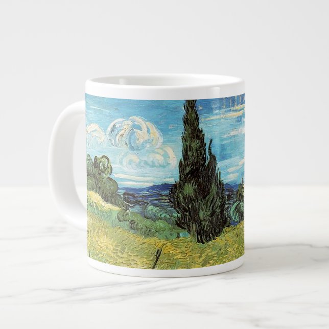Caneca De Café Grande Campo de trigo verde Vincent van Gogh (Frente Esquerda)