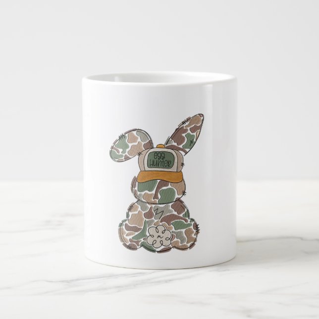 Caneca De Café Grande Camuflagem Bunny Caça Ovos de Páscoa Camisa Gráfic (Frente)