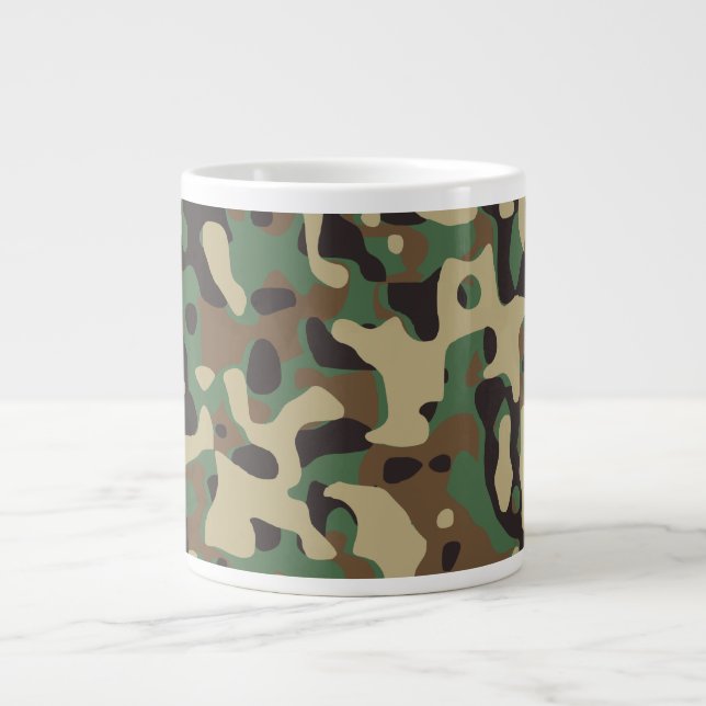 Caneca De Café Grande Camuflagem Florestal (Frente)
