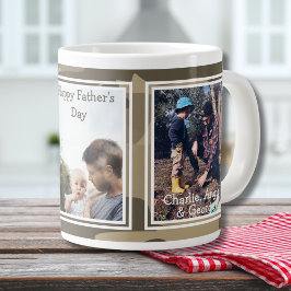 Caneca De Café Grande Camuflagem Rústica 3 Foto Feliz Dia dos Pais