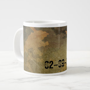 Caneca De Café Grande Camuflagem Verde Oliva Simétrica Envelhecida