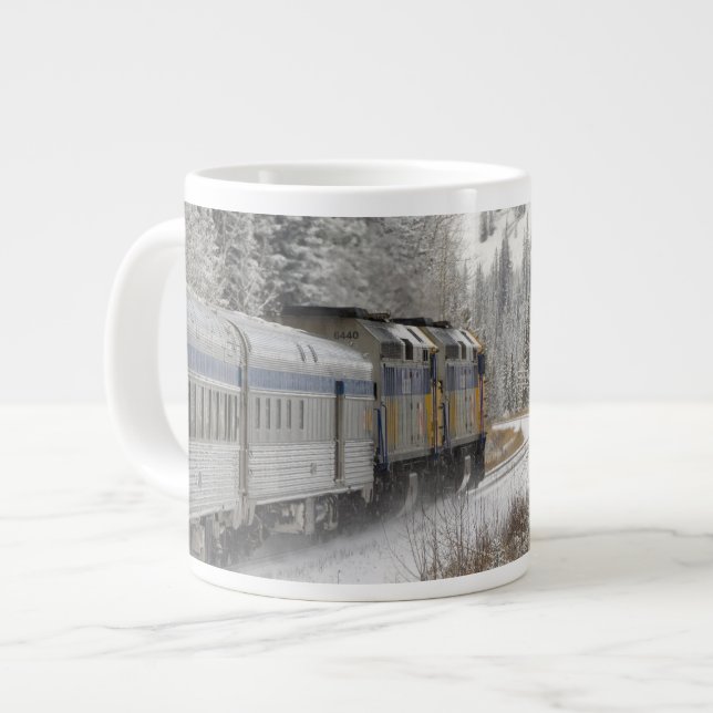 Caneca De Café Grande Canadá, Alberta. VIA Ferroviária de Neve (Frente Esquerda)