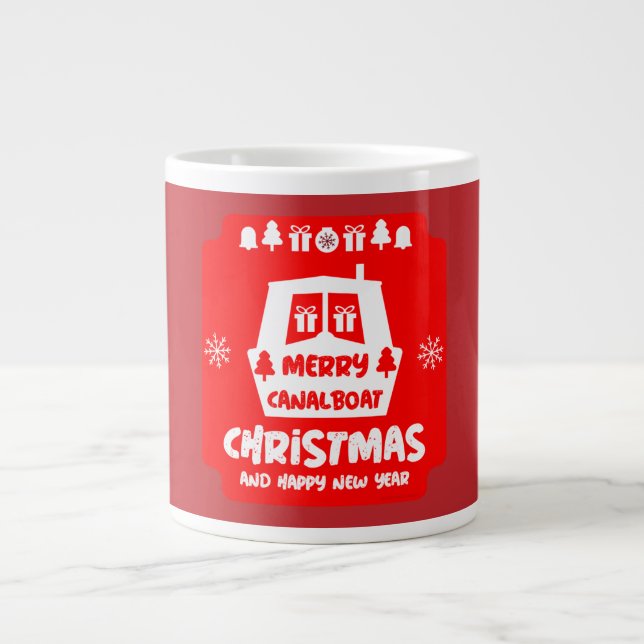Caneca De Café Grande Canal de Natal do Canal de Narrowboat Gifts Mug (Frente)