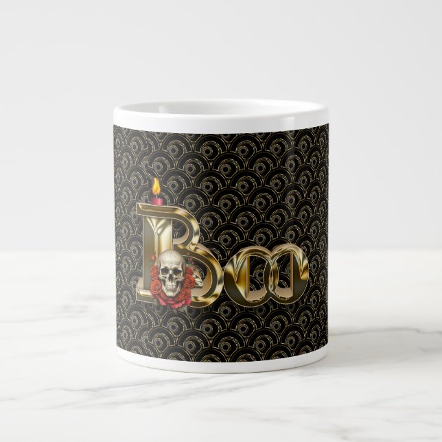 Caneca De Café Grande Candle Boo Halloween Specialty Mug (Frente)