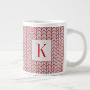 Caneca De Café Grande CANECA BRANCA GRANDE DE MALHA VERMELHA CINZA + Ini