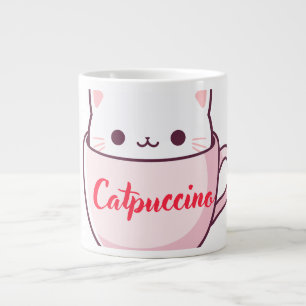 Caneca De Café Grande "Caneca de Café em Forma de Gato Fofa Catpuccino"