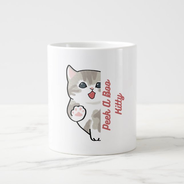 Caneca De Café Grande "Caneca de Gato Fofo Peek A Boo Kitty" (Frente)