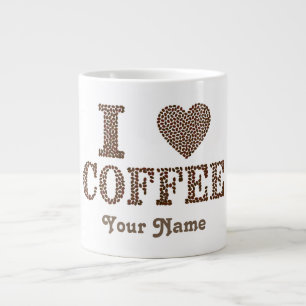 Caneca De Café Grande Caneca de tamanho grande com "I Heart Coffee"