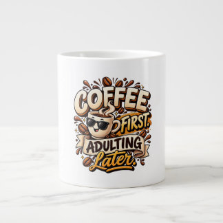 Caneca De Café Grande Caneca Engraçada Café Primeiro Adulto Depois