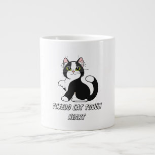 Caneca De Café Grande "Caneca Gatinho Tuxedo Coração Durão Fofinho"