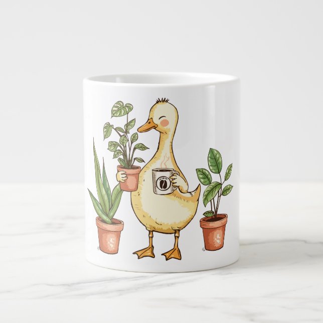 Caneca De Café Grande Caneca Goose Gardening - Movida a Plantas e Café (Frente)