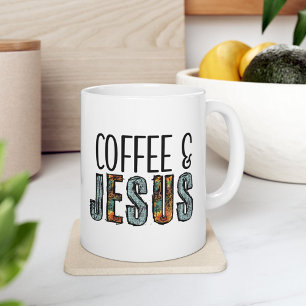 Caneca De Café Grande Caneca Gráfica Fé Cristã Café & Jesus