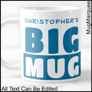 Caneca De Café Grande Caneca Grande Azul de Duas Cores com Texto de Nome