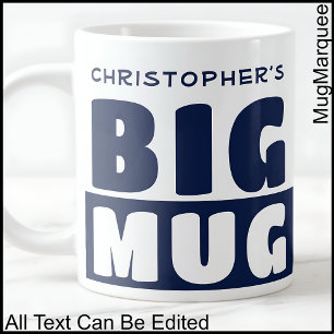 Caneca De Café Grande Caneca Grande Azul Marinho com Nome Personalizado 