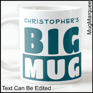 Caneca De Café Grande Caneca Grande Azul Teal com Nome Personalizado e T