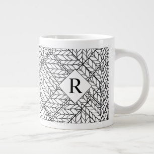 Caneca De Café Grande Caneca Grande de MALHA ARGILE BRANCA + Inicial