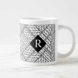 Caneca De Café Grande CANECA GRANDE DE MALHA ARGYLE BRANCA + Inicial II 