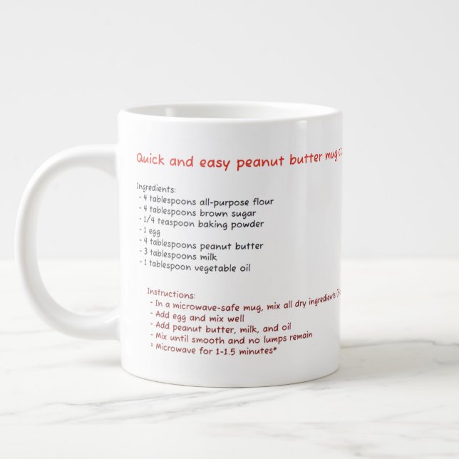 Caneca De Café Grande Caneca Grande para Micro-ondas (Receita de Bolo de (Esquerda)