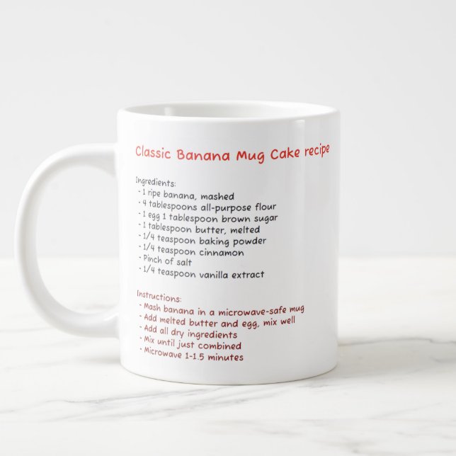 Caneca De Café Grande Caneca Grande para Micro-ondas (Receita de Bolo de (Esquerda)