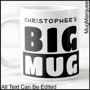Caneca De Café Grande Caneca preta grande com texto engraçado e nome per
