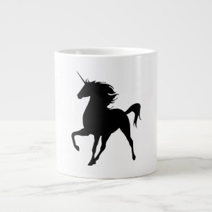 Caneca De Café Grande Caneta Preta de Silhueta Unicorn