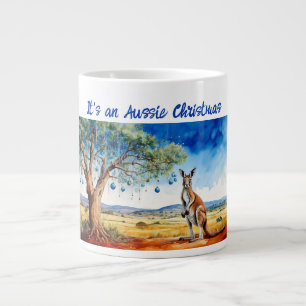Caneca De Café Grande Canguru sob a árvore de goma com enfeites de Natal