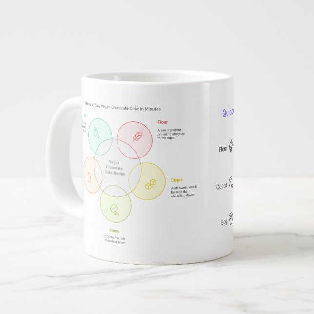 Caneca De Café Grande Canhão de micro-ondas | Receita de Bolo de Chocola (Frente Esquerda)