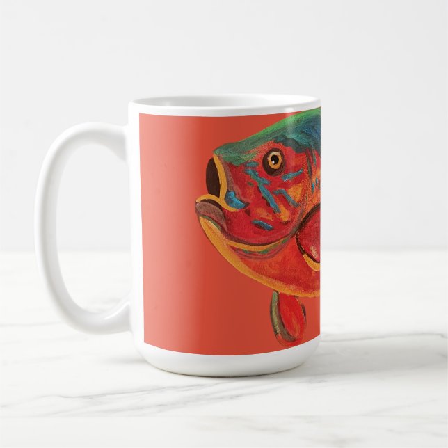 Caneca De Café Grande Canhão de Peixe Vermelho (Esquerda)