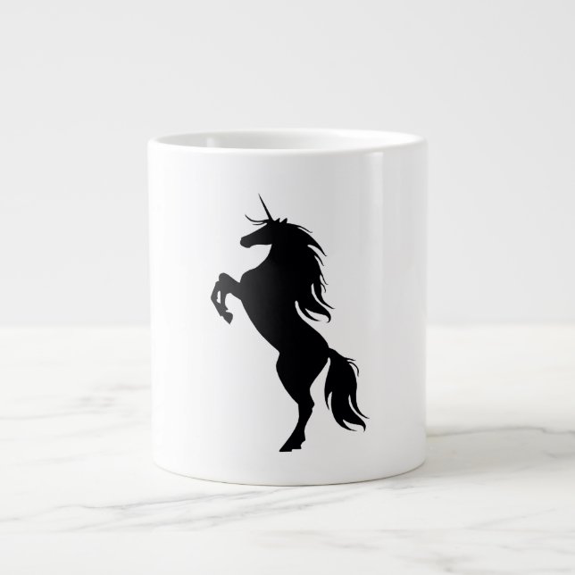 Caneca De Café Grande Canhão Silhouette Preto Unicorn (Frente)