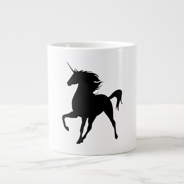 Caneca De Café Grande Canhão Silhouette Preto Unicorn (Frente)