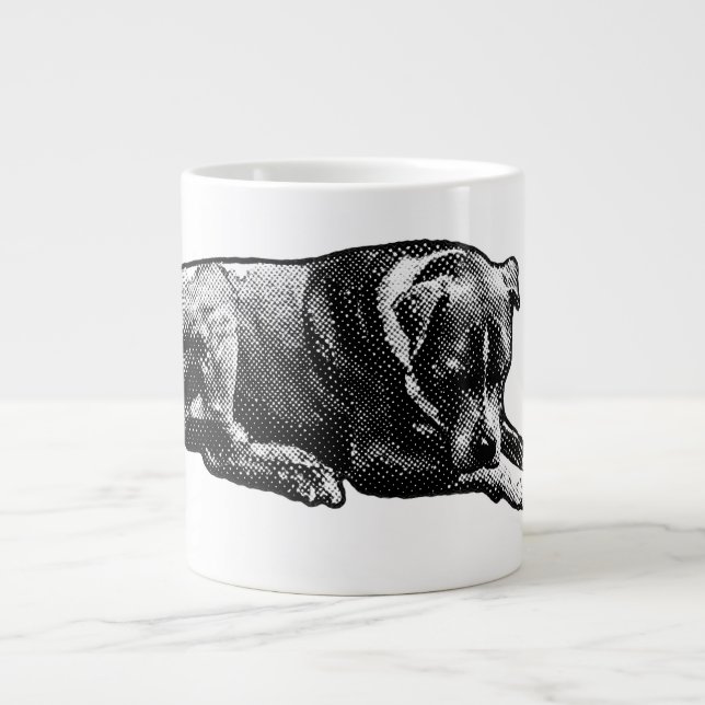 Caneca De Café Grande Canina De Cães De Grãos Retro (Frente)