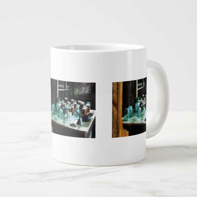 Caneca De Café Grande Canning Jars. Ladras e funil (Frente Esquerda)