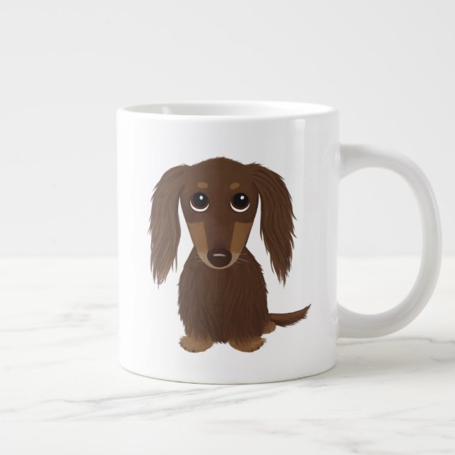 Caneca De Café Grande Cão-de-caju-dachshund, chocolate castanho-de-cabra (Direita)