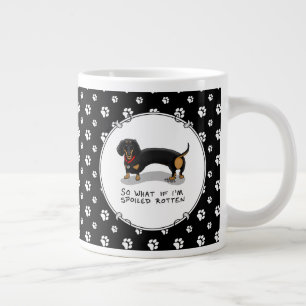 Caneca De Café Grande Cão giro roxo mimado Dachshund (preto e bronzeado