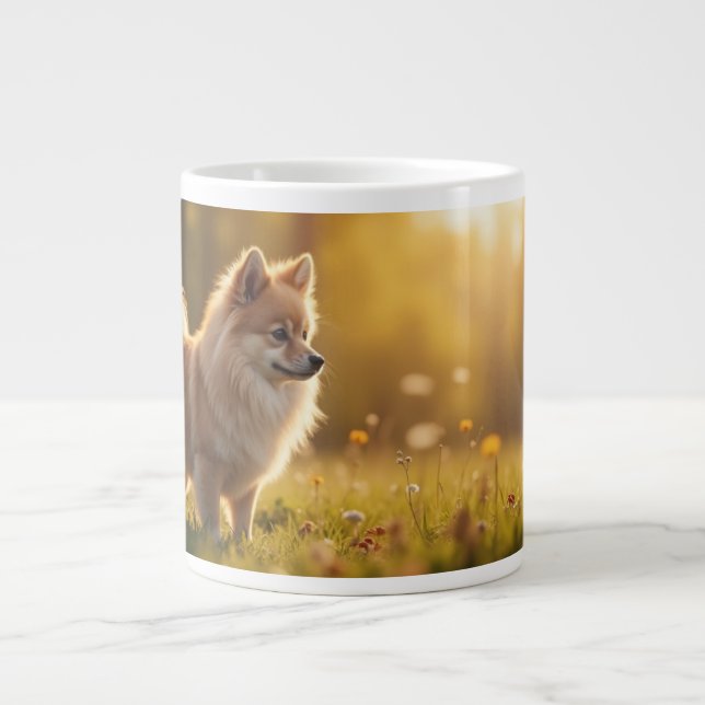 Caneca De Café Grande Cão Pomerano (Frente)