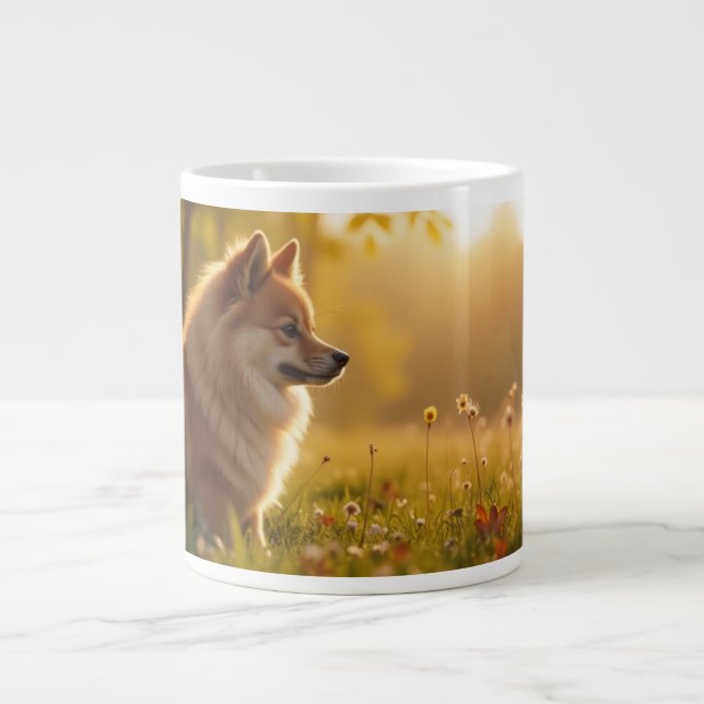 Caneca De Café Grande Cão Pomerano (Frente)
