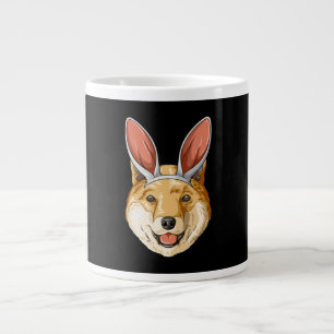 Caneca De Café Grande Cão Shiba com orelhas de coelho da Páscoa   pres
