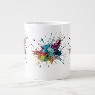 Caneca De Café Grande Caos Vivos - Splash de pintura de Abstrato multico