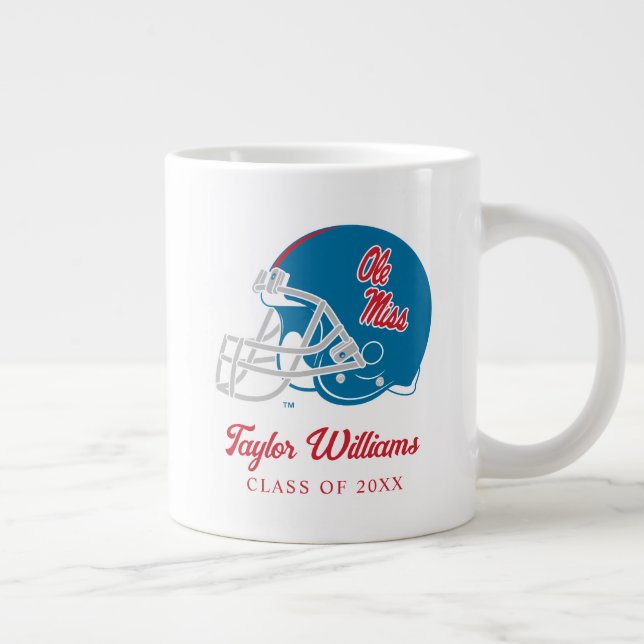 Caneca De Café Grande Capacete Ole Miss Futebol | Azul claro (Direita)