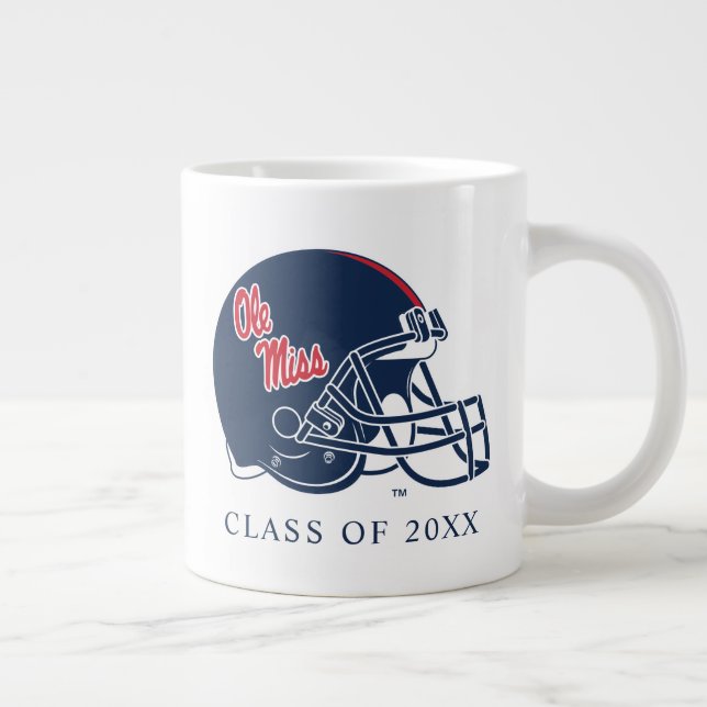 Caneca De Café Grande Capacete Ole Miss Futebol | Azul escuro (Direita)