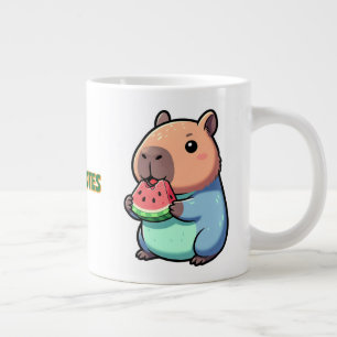 Caneca De Café Grande Capivara Fofa Comendo Melancia