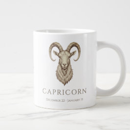 Caneca De Café Grande Capricorn Zodíaco Nome Personalizado & Data de Nas